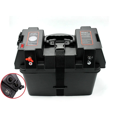 12v 100A heavy duty portable battery box with outlet for lithium battery