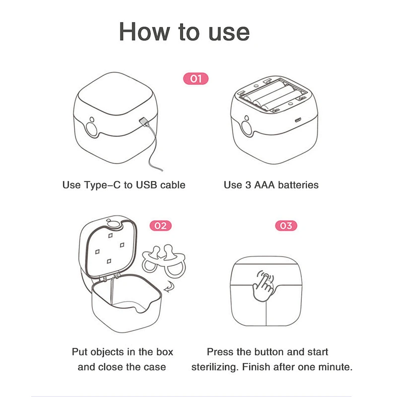 Factory direct sale Portable  UVC sterilizing box for sterilizing key nipple shaver etc