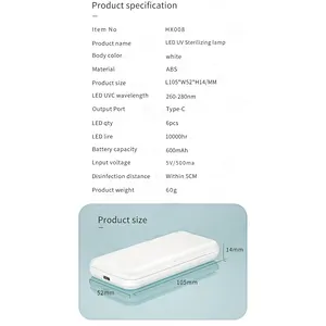 portable led UVC sterilizing stick led stick  light