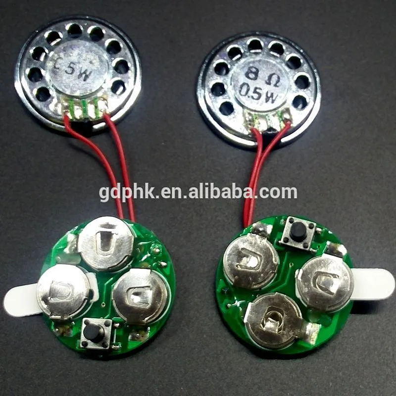 Small greeting card sound module with programmable sound chip