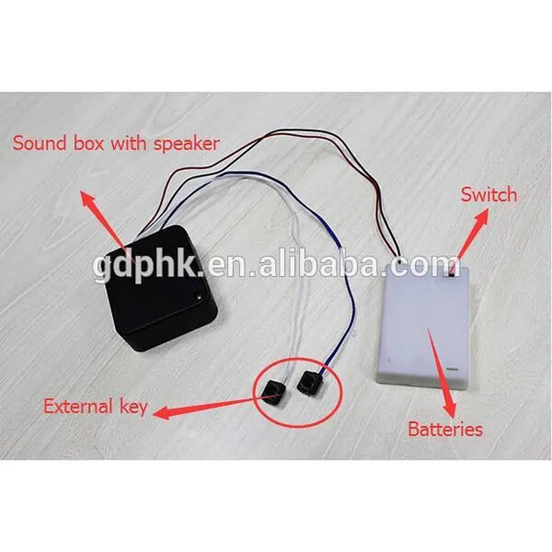 recordable sound chip for toy push button sound modules with battery box