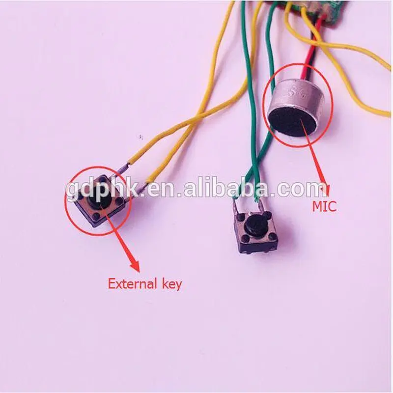 Mini voice recorder chip sound module for toys push button voice recorder module