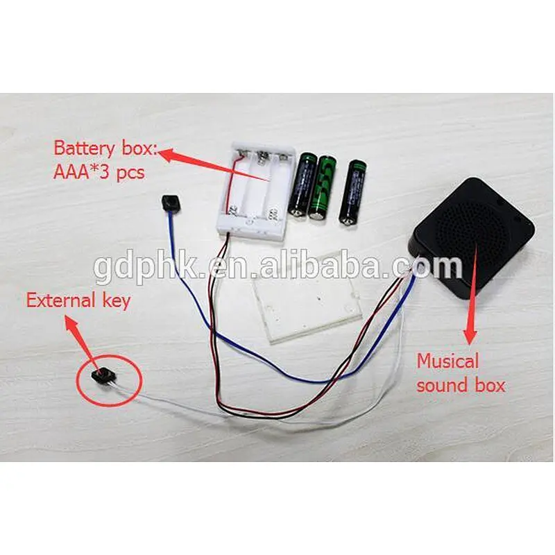 recordable sound chip for toy push button sound modules with battery box