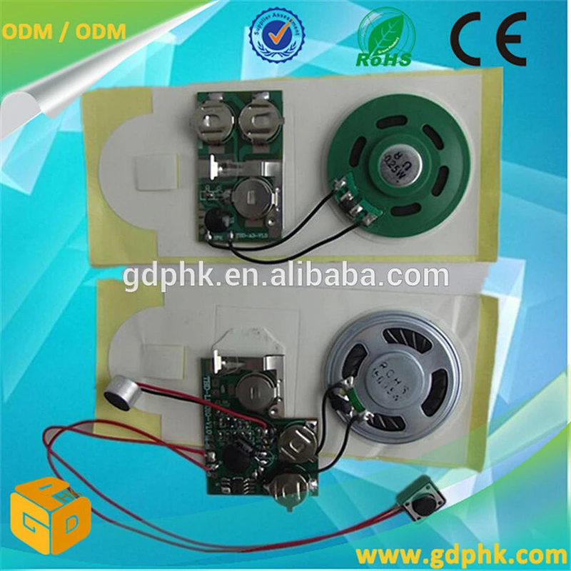 push button control greeting card sound chip mini voice recorder sound chip for toy