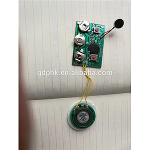 Recordable push button sound module for greeting cards