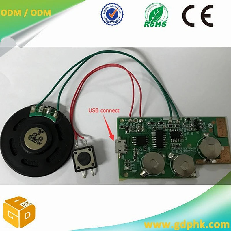 OEM custom speaker type USB MP3 sound module music IC chip for greeting card