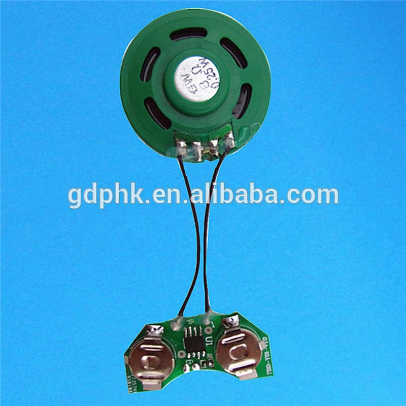 Mini melody chip sound module for greeting card with push button