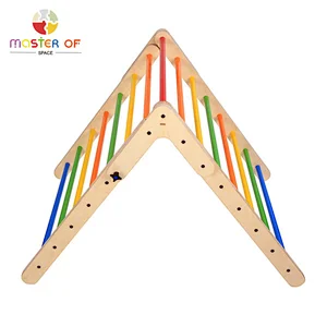 Professional sturdy indoor wooden foldable triangle climber for kids W01F063