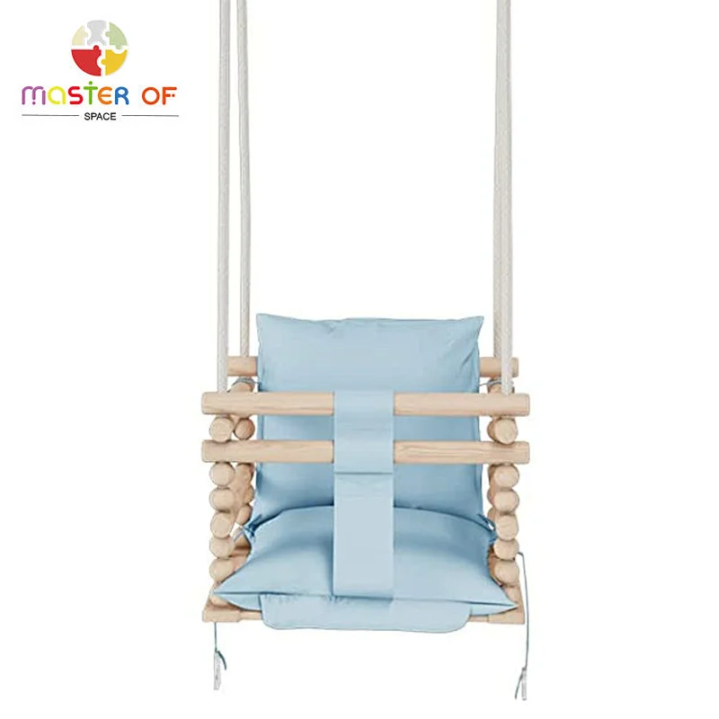 Professional factory baby indoor wooden swing sets with safety belt W01F061