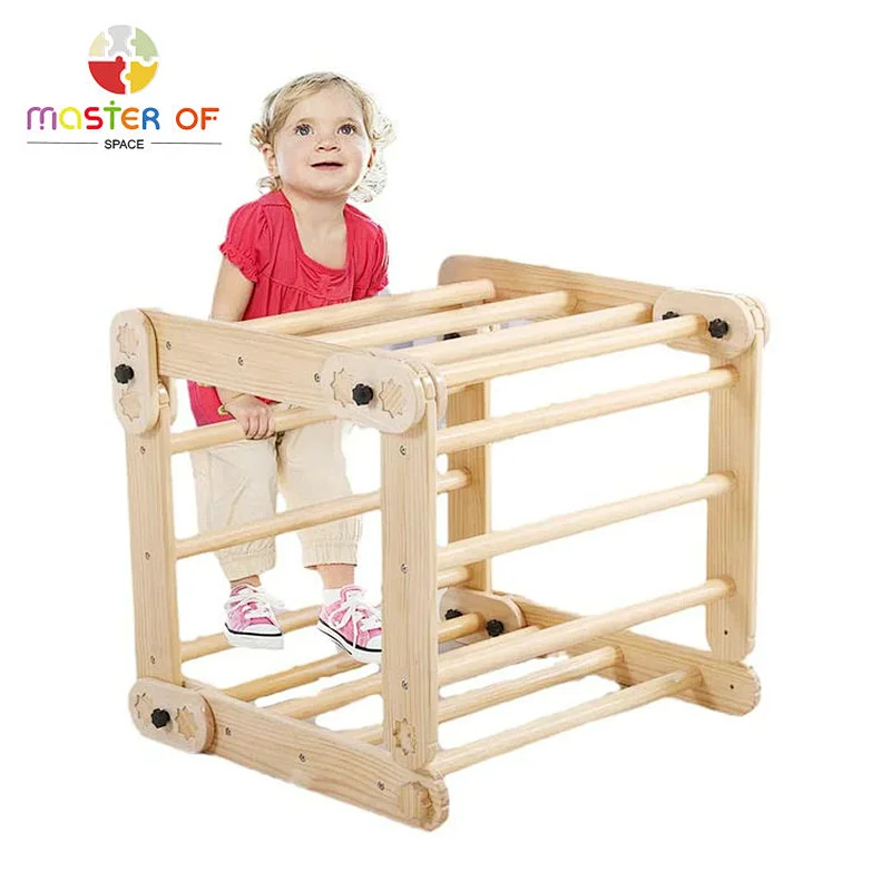 Professional factory toddlers climbing ladder wooden play centre with ramp W01F062