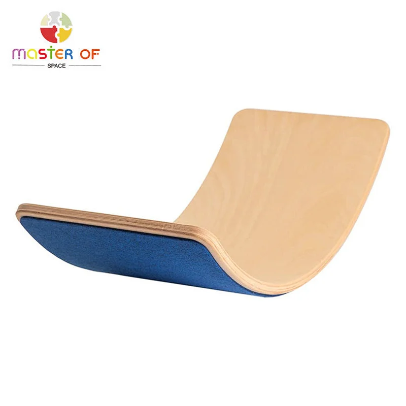 Montessori children balance training wooden wobble balance board with felt W01F065
