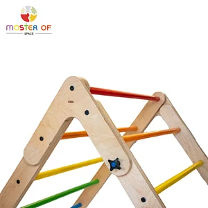 Professional sturdy indoor wooden foldable triangle climber for kids W01F063