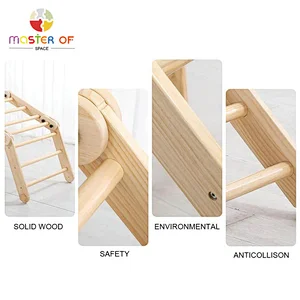 Professional factory toddlers climbing ladder wooden play centre with ramp W01F062