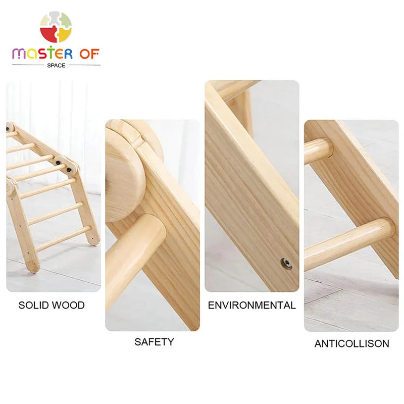 Professional factory toddlers climbing ladder wooden play centre with ramp W01F062