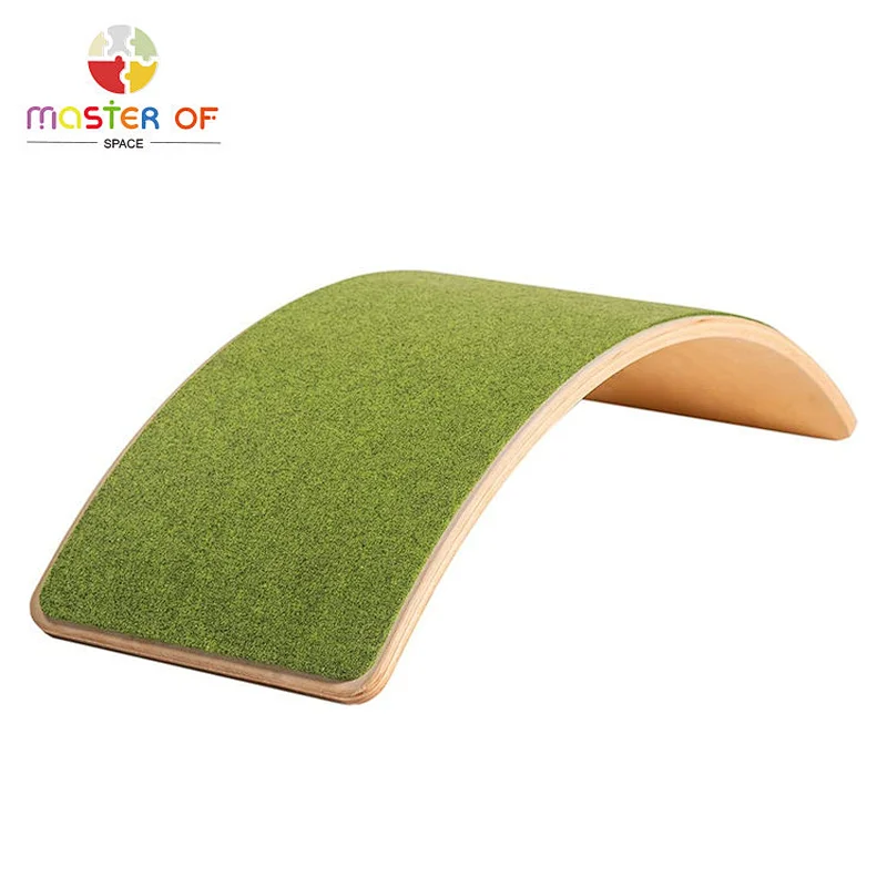 Montessori children balance training wooden wobble balance board with felt W01F065