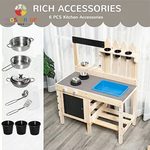Handcrafted durable toddlers and kids wooden mud kitchen for outdoor play W10C776