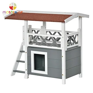 2022 New Water Resistant Outdoor Pet House Wooden Cat House With Stair W06F150
