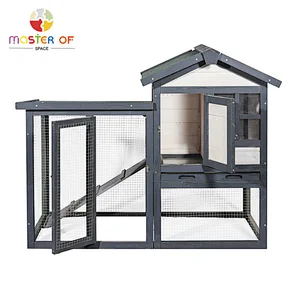 2-Tier Wooden Rabbit Cage Outdoor Backyard Pet House With Rainroof W06F156
