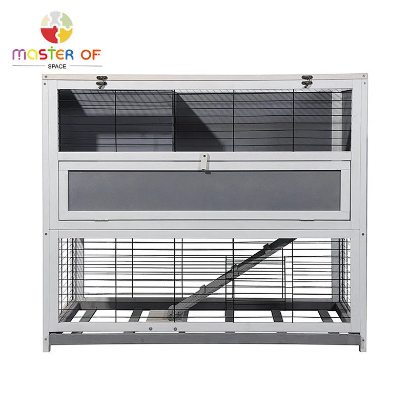 Hot Selling Outdoor Pet House Double-deck Wooden Rabbit Cage With Stair W06F152