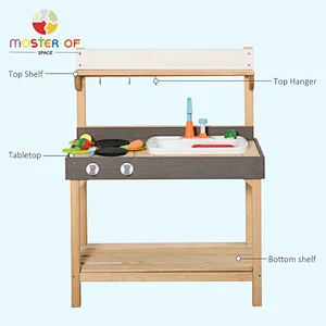 Factory price kids outdoor play mud kitchen with sink running water W10C775