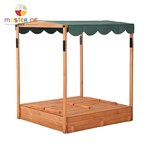 Garden sandbox kids wooden play sandpit with canopy W01D162