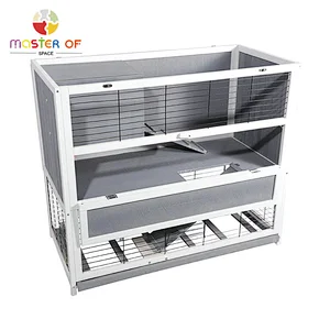Hot Selling Outdoor Pet House Double-deck Wooden Rabbit Cage With Stair W06F152