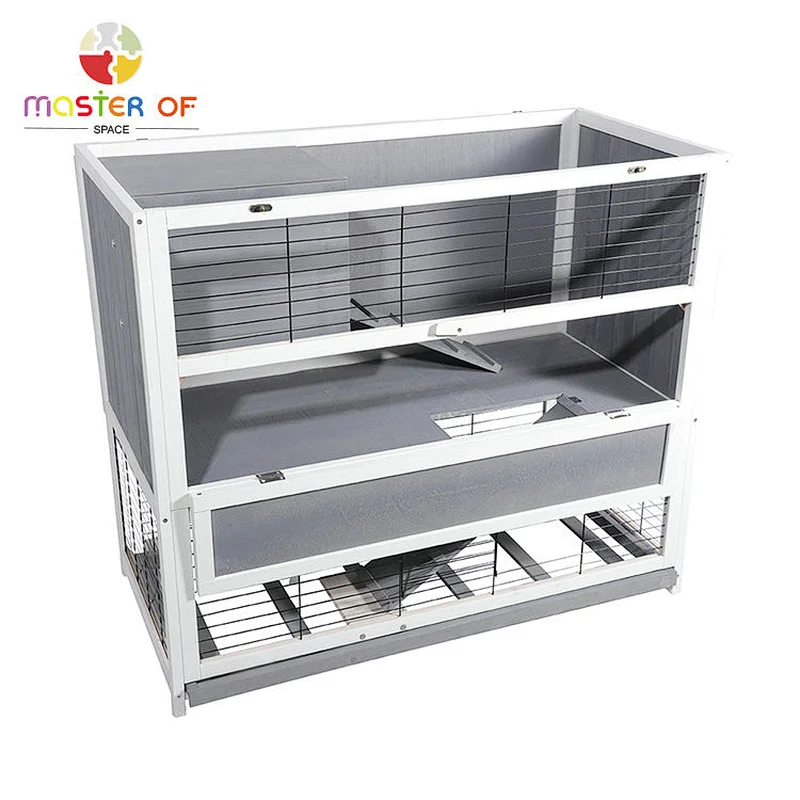 Hot Selling Outdoor Pet House Double-deck Wooden Rabbit Cage With Stair W06F152