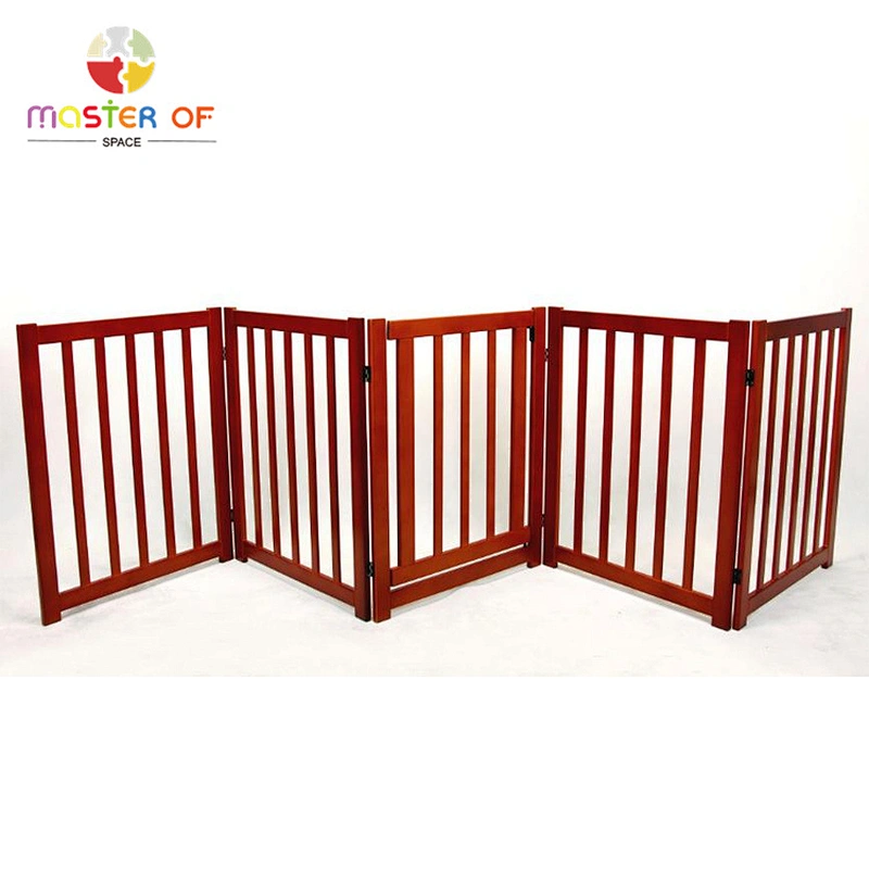 Folding 4 Panel Freestanding Doorway Dog Fence Wooden Kids Safety Gate W08M004