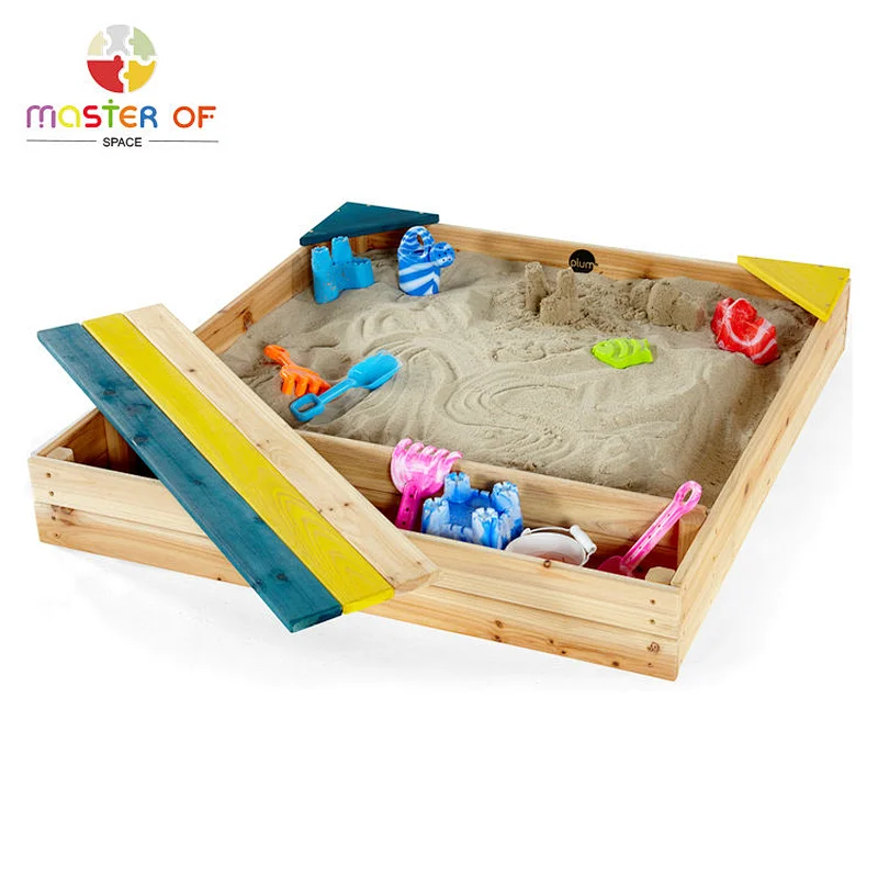 Kids garden playground foldable wooden sandpit with seats W01D159