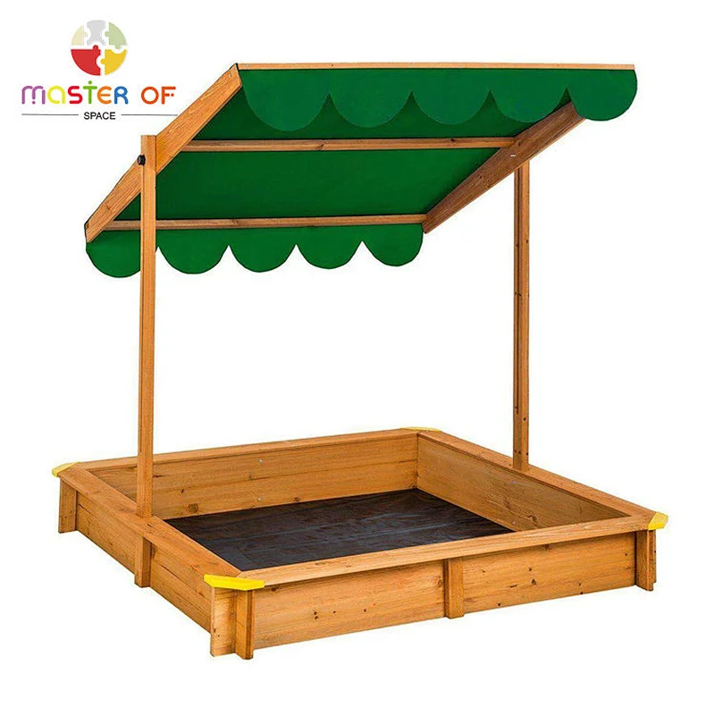 Outdoor garden playground children wooden sandpit with canopy W01D163