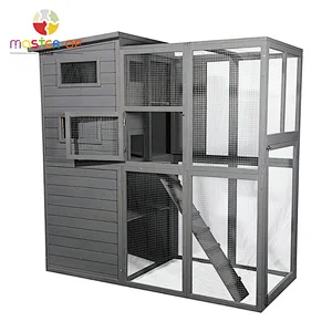 Hot Selling Outdoor Pet House Double-deck Wooden Rabbit Cage With Stair W06F152