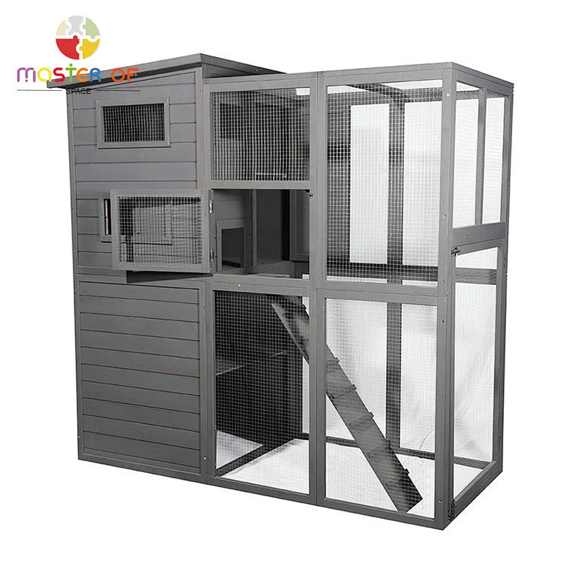 Hot Selling Outdoor Pet House Double-deck Wooden Rabbit Cage With Stair W06F152