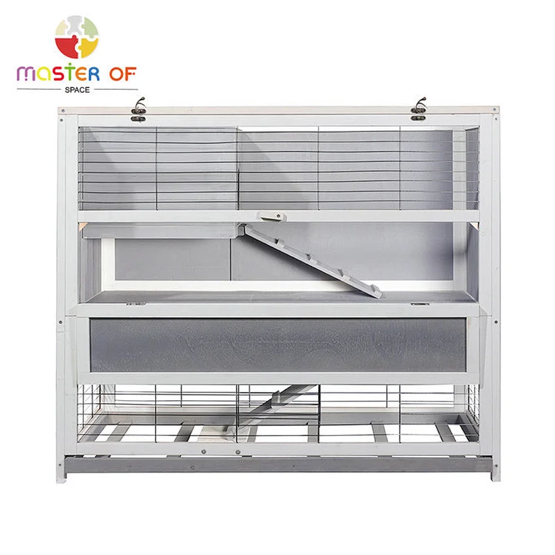 Hot Selling Outdoor Pet House Double-deck Wooden Rabbit Cage With Stair W06F152