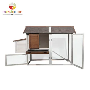 Garden backyard pet house wooden chicken nesting boxes with removable tray & ramp W06F145