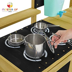 Children pretend play cooking wood kitchen toy play set mud kitchen with sink for kids W10C778