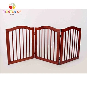 Foldable Freestanding 4 Panel Dog Gate Indoor Wooden Kids Safety Fence W08M009