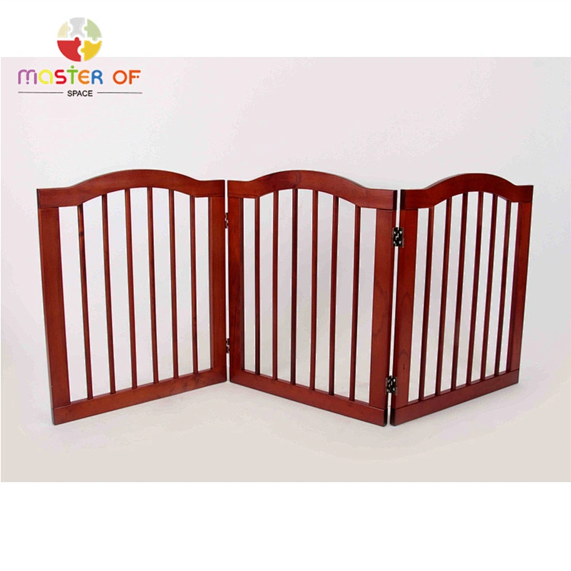 Foldable Freestanding 4 Panel Dog Gate Indoor Wooden Kids Safety Fence W08M009