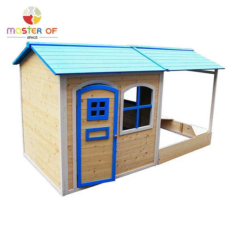 New Design Outdoor Garden Backyard Blue Wooden Playhouse For Kids W01D086