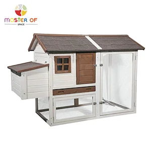Garden backyard pet house wooden chicken nesting boxes with removable tray & ramp W06F145