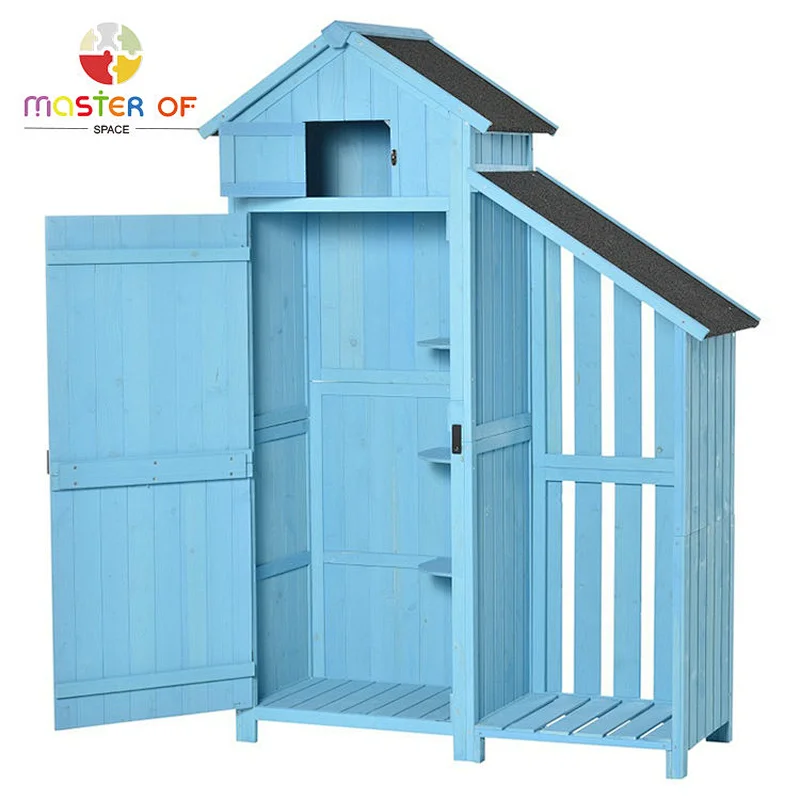 Waterproof tool shed outdoor wooden storage cabinet with lock W06F149