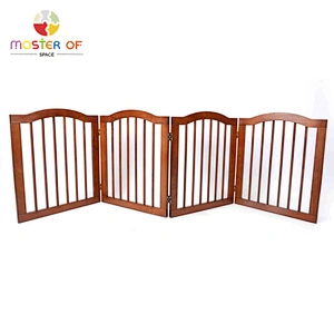 Foldable Freestanding 4 Panel Dog Gate Indoor Wooden Kids Safety Fence W08M009