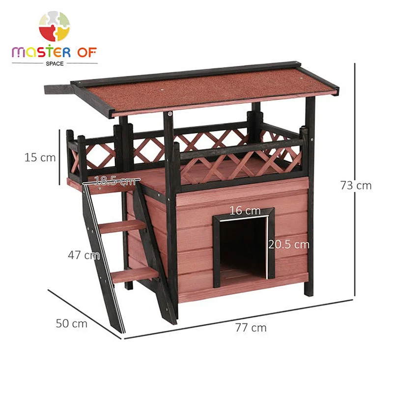 2022 New Water Resistant Outdoor Pet House Wooden Cat House With Stair W06F150