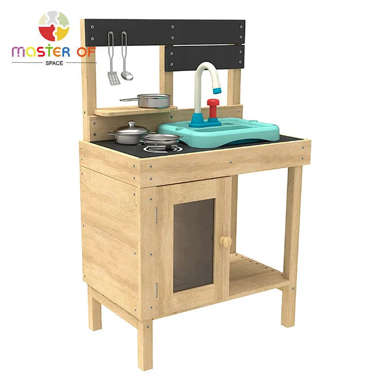Children outdoor play wooden mud kitchen with working tap W10C781