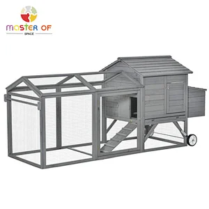 Outdoor bunny rabbit hutch cage large wooden chicken coop with ventilation door W06F144