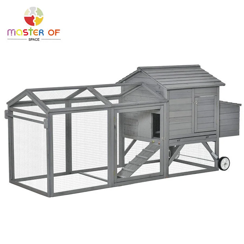 Outdoor bunny rabbit hutch cage large wooden chicken coop with ventilation door W06F144