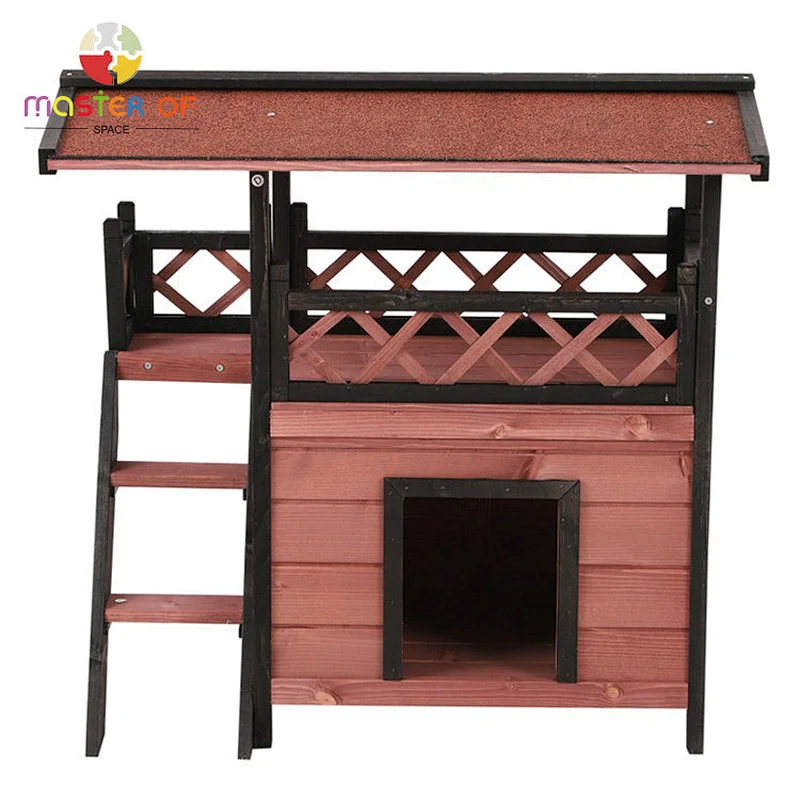 2022 New Water Resistant Outdoor Pet House Wooden Cat House With Stair W06F150