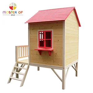 Hot Selling Custom Outdoor Children Wooden Playhouse With Slide W01D079