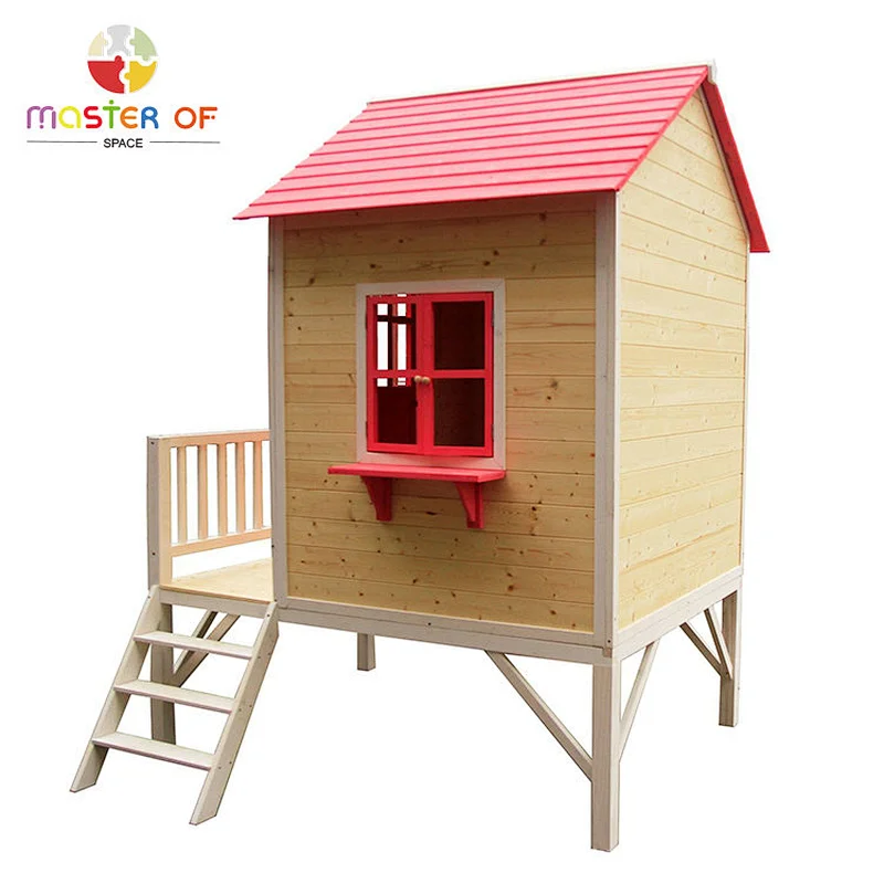 Hot Selling Custom Outdoor Children Wooden Playhouse With Slide W01D079