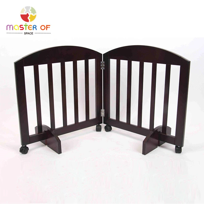 Foldable Freestanding 4 Panel Dog Gate Indoor Wooden Kids Safety Fence W08M009