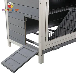 Outdoor Garden Pet House 2-Tier Wooden Rabbit Huntch With Rainroof W06F159